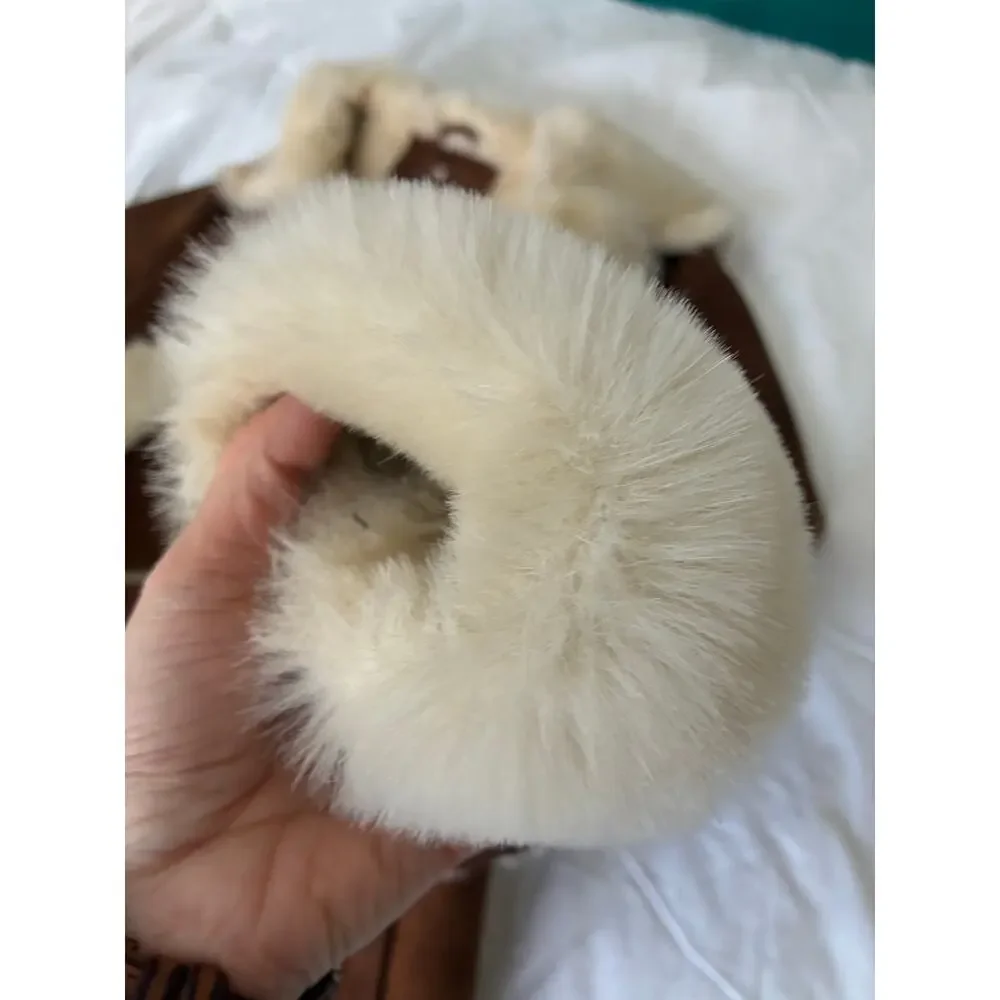 Women’s double-breasted faux shearling wrap coat- tan - size S - Picture 3 of 12